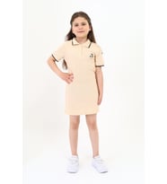 Toontoy Kız Çocuk Baskılı Elbise (Bej)