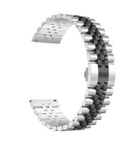 Gear S3 KRD-36 22mm Metal Klipsli Tasarım Kordon (Gümüş-Siyah)