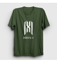 Presmono Unisex Sarı Logo K-Pop Monsta X T-Shirt 274360tt (Haki)