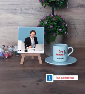 İcra Memuru Fotoğraflı Dekoratif Taş, Ahşap Altlıklı Türk Kahvesi Fincanı Hediye (Model 2)
