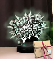 Super Dad Yazılı Babalara Özel Hediye Led Lamba (Beyaz)