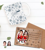 BK Gift Kişiye Özel Mutlu Yıllar Kupa Bardak ve Retro Ahşap Yılbaşı Tebrik Kartı Hediye Seti-7 (Siyah)