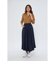 Volanlı Uzun (94cm) Etek 1170 (Lacivert)