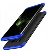 Ceponya Samsung Galaxy S8 Plus Kılıf Kamera Korumalı 360 Tam Koruma Ays  (Siyah-Mavi)