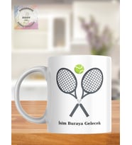 Tenis Temalı Kişiye Özel Kupa Bardak (Beyaz)