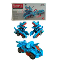 Trex Dinazor Figür Araba Sesli Işıklı Pilli Müzikli  Transformers Robot Dinozor 20Cm (Mavi)