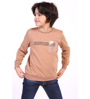 Toontoy Erkek Çocuk Creatıve Innovatıve Baskılı Sweatshirt (Kahverengi)