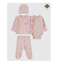 Civil Baby Prematüre 4'lü Organik Zıbın Takımı Pembe (Pembe)