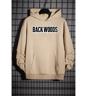 Unisex Backwoods Baskılı Sweatshirt (Bej)