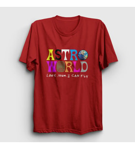 Presmono Unisex Sarı Astroworld V3 Travis Scott T-Shirt 44271tt (Kırmızı)