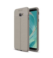 Samsung Galaxy J4 Plus Kılıf Deri Tarzı Niss Silikon Case (Gri)