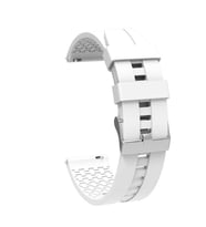 Samsung Galaxy Watch Active 2 44mm Kordon Silikon Dalga Desen Şerit Band 23 (Beyaz)