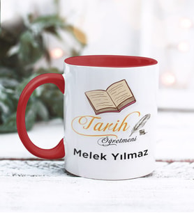 Tarih Öğretmeni Tasarımlı Kişiye Özel Kupa Bardak (Kırmızı)