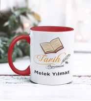 Tarih Öğretmeni Tasarımlı Kişiye Özel Kupa Bardak (Kırmızı)