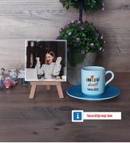 Endüstri Mühendisi Fotoğraflı Dekoratif Taş, Ahşap Altlıklı Türk Kahvesi Fincanı Hediye (Model 5)