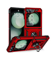 Samsung Galaxy Z Flip 6 Kılıf Yüzüklü Zırh Tank Vega (Kırmızı)