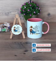Kadın Öğretmene Hediye Kupa Bardak Kırmızı ve Ahşap Anahtarlık Hediye (Model 5)