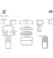 Meriç® Audi A6 Ön Torpido Kaplama Maun 14 Parça 2001-2004 (Alüminyum)