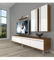 Decoraktiv Eko 5220T Mdf Krom Ayaklı Tv Ünitesi Tv Sehpası (Beyaz - Kahverengi)