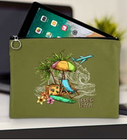 BK Gİft Yaz Temalı-9 Tablet Çantası 30x21cm(12 Renk Seçeneği), Ipad Çantası, Baskılı Tablet Kılıfı (Yeşil)