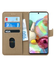 Microsonic Samsung Galaxy A71 Kılıf Fabric Book Wallet (Gold)