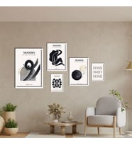 5'li Ahşap Lamine Çerçeveli Mdf Tablo Seti Matisse Sweet Home (Beyaz)