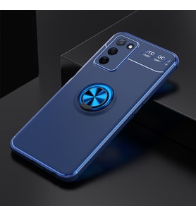 Oppo A55 5G Kılıf Zore Ravel Yüzüklü Silikon Kılıf (Mavi)