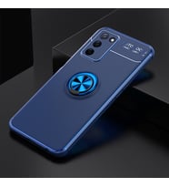 Oppo A55 5G Kılıf Zore Ravel Yüzüklü Silikon Kılıf (Mavi)