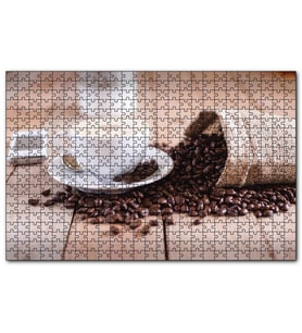 Cakapuzzle Masada Kahve Çekirdekleri ve Latte  Puzzle Yapboz MDF (Ahşap) (255 Parça)