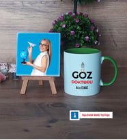 Göz Doktoru Fotoğraflı Dekoratif Taş, Kupa Bardak Beyaz Hediye (Model 14)