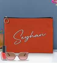 BK Gift Kişiye Özel İsimli-6 Astarlı Portföy Çanta 30x21cm(12 Renk Seçeneği), Baskılı El Çantası, Organizer Çanta (Kiremit)