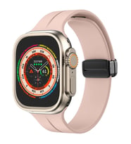 Apple Watch 49mm Ultra Seri Uyumlu Coastal Manyetik Tokalı Silikon Kordon (Pudra)