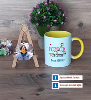 Matematik Öğretmeni Kupa Bardak Beyaz ve Fotoğraflı Ahşap Anahtarlık Hediye (Model 7)
