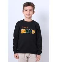 ERKEK ÇOCUK ŞARDONLU SWEAT MOOD NAKIŞ DETAYLI RİBANALI E35 (Siyah)