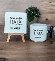 İyi Ki Varsın Hala Hediye Seti Kupa Bardak T Kulplu ve Dekoratif Taş Halaya Doğum Günü Hediyesi (Model 6)