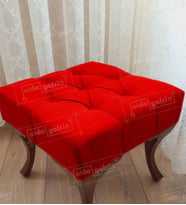 Kapitoneli Makyaj Pufu Ayak Ucu Puf Ceviz Ayak (45*45) (Kırmızı)
