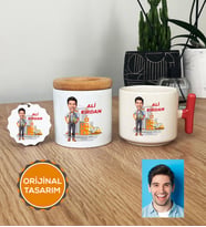 Kişiye Özel Karikatürlü İnşaat Mühendisi Hediye Seti T Kupa, Kalemlik, Anahtarlık Erkek İnşaat Mühendisine Mühendisler Günü Hediyesi (Pembe)