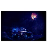 Cakapuzzle Dolunay Kurt ve Spor Araba Neon Işıklı  Puzzle Yapboz MDF (Ahşap) (255 Parça)