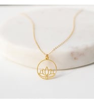 Sonsuz Yaşamın Simgesi Lotus Çiçeği 925 Ayar Gümüş Kolye (Gold)