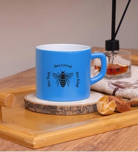 Seraclass Bee Loved Tasarımlı Renkli Nescafe Fincanları 220 ML (Mavi)