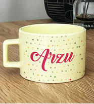 Kişiye Özel İsim Baskılı Hediye Pastel Fincan Doğum Günü Hediyesi (Sarı)