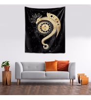 Yıkanabilir Leke Tutmaz Mikropetek Kumaş Güneş ve Ay Drakula Syah Duvar Örtüsü Duvar Halısı Tapestry (Siyah)