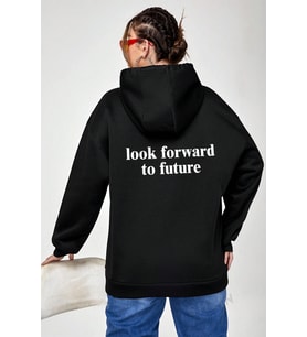 Mr. Everyting Baskılı Oversize Sweatshirt (Siyah)