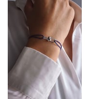 Tiffany Model Deri İpli El Yapımı Silver Renkli Bileklik (Mavi)