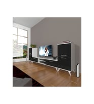 Decoraktiv Eko On2 Slm Dvd Retro Tv Ünitesi Tv Sehpası (Beyaz-Siyah)