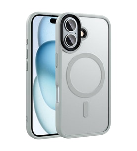 iPhone 16 Kılıf Mat Arka Yüzey Wireless Şarj Özellikli Flet Magsafe Kılıf (Gümüş)