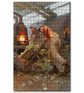 Cakapuzzle Banknotları Ocakta Yakan İşçiler Puzzle Yapboz MDF (Ahşap) (1000 Parça)