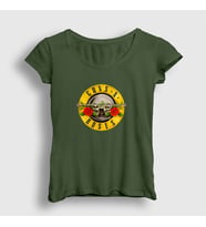 Presmono Kadın Beyaz Logo Guns N' Roses T-Shirt 58432tt (Haki)