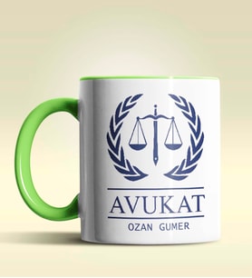 Kişiye Özel Avukat 6 Tasarımlı Turuncu Kupa Bardak (Yeşil)