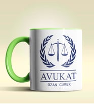 Kişiye Özel Avukat 6 Tasarımlı Turuncu Kupa Bardak (Yeşil)